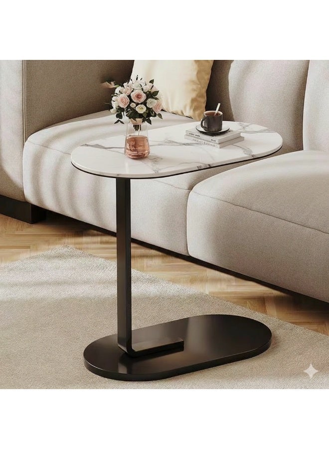 طاولة قهوة جانبية عصرية، قطعة أثاث مميزة لغرفة المعيشة، سطح خشبي، حامل معدني، مناسبة للأريكة والسرير، حامل للكمبيوتر المحمول، تصميم بسيط موفر للمساحة، ديكور منزلي عملي - Image 1